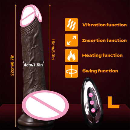 Vibrator Sex Toys Thrusting Dildo, Realistic Safety Soft Silicone Dildo with 10 Thrusting & 10 Vibrating Mode for Vagina Anal