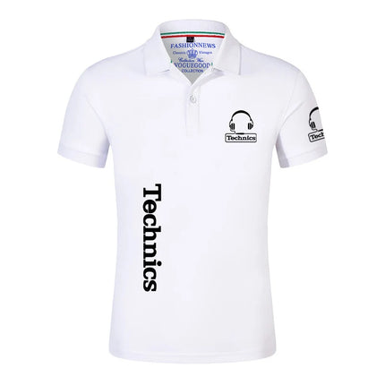 2025 Summer Men's Technics DJ Logo Print Popular High-Quality Lapel Collar Design Solid Color Comfortable Breathable Polo Shirt