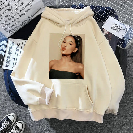 Ariana Grande Casual Drawstring Kangaroo Pocket Hoodies Sweatshirt Women's Clothing Clothing Winter Clothes Women