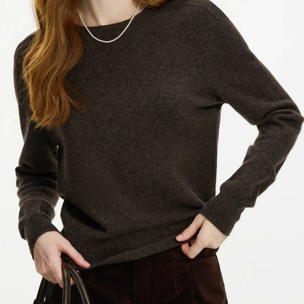 FSLE 100% Wool Seamless One-piece Knit Shirt Sweater For Women Autumn Winter New Design Wool Crew Neck Versatile Casual Sweater