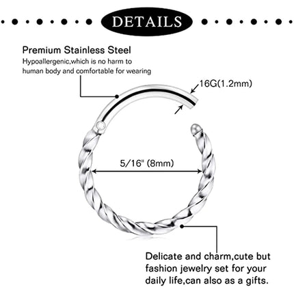 1Pcs Septum Rings Hoop Nose Ring Horseshoe Stainless Steel Cartilage Earrings Hoop Helix Tragus Septum Piercing Jewelry