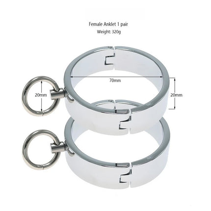 1 Pair Stainless Steel Handcuffs Metal Anklet Foot Cuffs Erotic SM Bondage Adult Game Couple Slave Restraint Sex Toys Men Women