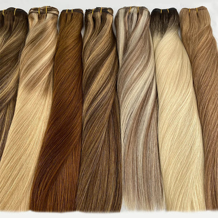 Double Weft Russian Remy Real Human Hair Weave Weft Extensions Full Head 100g Machine Weft 100% Thick Bundle Ombre BrazilianHair