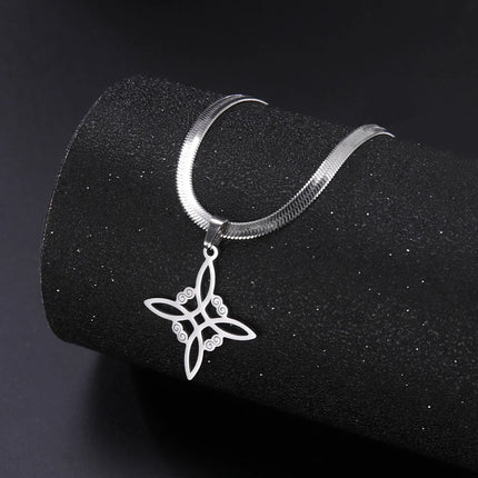 Lucktune Witch Knot Pendant Necklace Stainless Steel Snake Chain Necklace For Women Vintage Lucky Wicca Jewelry Party Gifts Sale