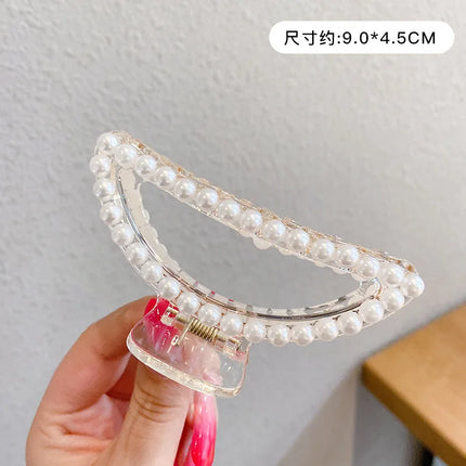 Simulated Pearl Hair Claws for Women Korean Acrylic Hair Clips Girls Large Size Barrette Shark Clip Fashion Hair Accessories