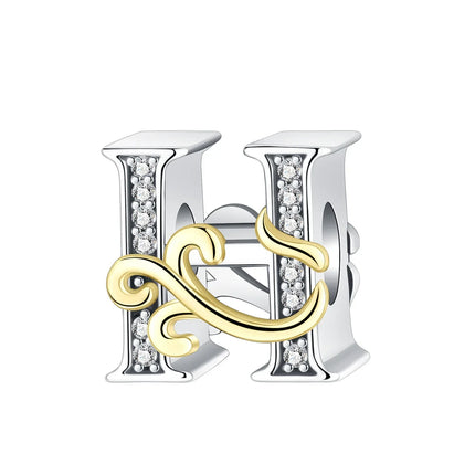 925 Sterling Silver  A-Z 26 English Letters Retro Fashion Pendant Fit Original Bracelet Charm Beads Necklace Diy Female Jewelry