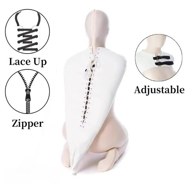 Unisex Intimate Bondage Collection with Adjustable Upper Body Harness, Glove, Hood, Mask for Couple Opaque Binding Adult Sex Toys