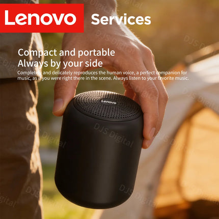 Lenovo IPX4 Waterproof 360° Surround Sound, 1200mAh Battery Compact Subwoofer, Portable Bluetooth 5.4 Speaker for Outdoor & Home