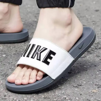 Nike Men's 2026 Summer Offcourt Slides White Black Dual Density Revive Foam Cushion Casual Beach Shower Slide Sandals BQ4639-001