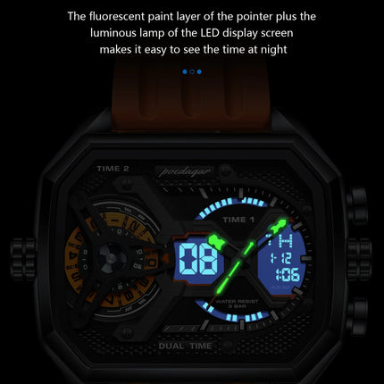 POEDAGAR Sports Men Wristwatch Date Week Chronograph Luminous LED Man Clock Silicone Strap Electronic Men's Quartz Watches Reloj