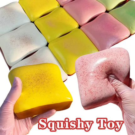 Slow Rising Toast Bread Squishy Toy Multi-color Soft Squeeze Toy Stress Relief Hand Fidget Toy Cute Decompression Gift