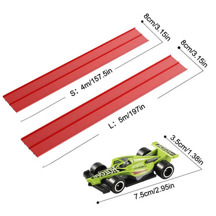 Kids' Flexible 13ft & 16ft Racing Track Kit with Suction Attachments and 4 Petite Racecars