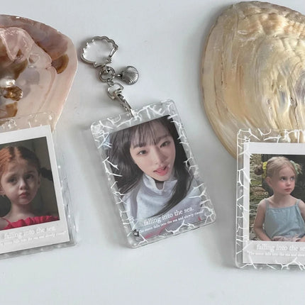 Acrylic Card Holder Waterproof Love Heart Keychain Holder Glitter Photocard Holder Creative For Students Idol Photos Weddings