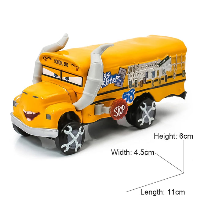 Disney Pixar Car Toys Crazy Miss Fritter School Bus Metal Diecasting Toy Car Model Children's Birthday Gift
