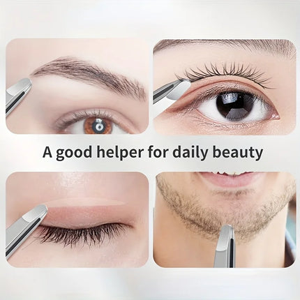 Heavy-Duty Stainless Steel Professional Eyebrow & Facial Hair Tweezers with Sharp Tips - Compatible for Eyebrows, Beards  Gift