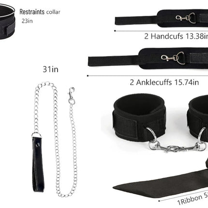 Binding Set BDSM Sex Toys Handcuffs Eye Masks Chains Collars Neck To Wrist The Sex Toys for Men and Women Are Adjustable