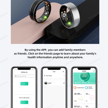 New Blood Pressure Sleep Health Monitor Smart Ring Sport Remote Camera smartring IP68 Waterproof Care for family Rings Men Women