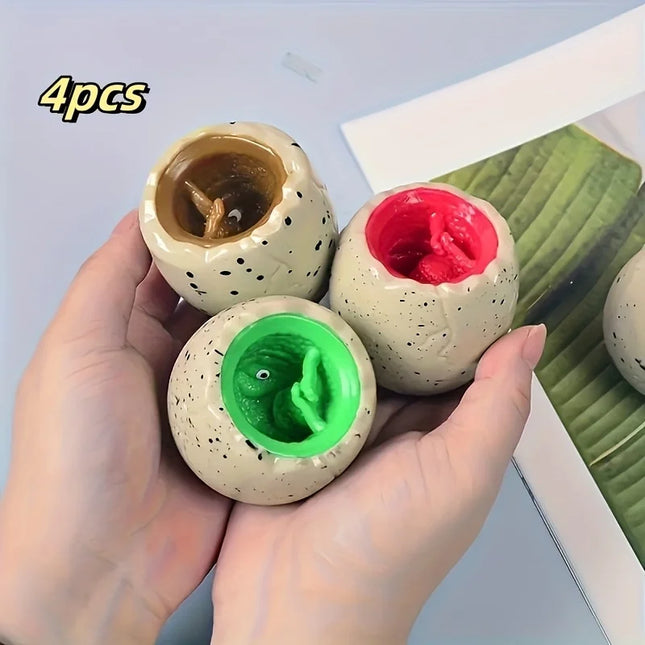 4Pack Dinosaur Squishy Toys with Storage Eggs, Fun Squeeze & Pinch, Perfect for Office, Holidays, Gifts & Party Favors