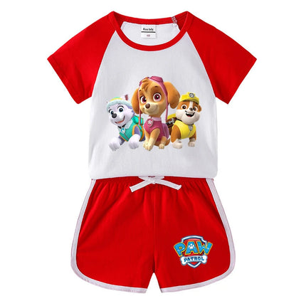 Children's Summer Pajama Set Kids Cartoon PAW Patrol T-shirt+Shorts Sets Boys Cotton Tops+Shorts 2Pcs Baby Boys Girls Sport Suit