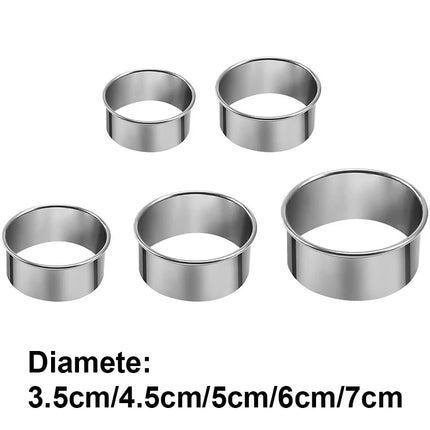 5pcs Round Biscuit Mold Stainless Steel Dumpling Skin Cutting Mould DIY Cake Pastry Baking Cutting Maker Tools Kitchen Gadgets
