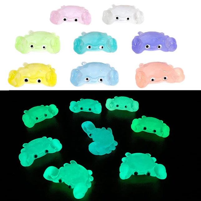 10 Pcs Glow-in-the-dark Cute Crabs Resin Desktop Decorations Ornaments Diy Handmade Hairpin Keychain Accessories Toys