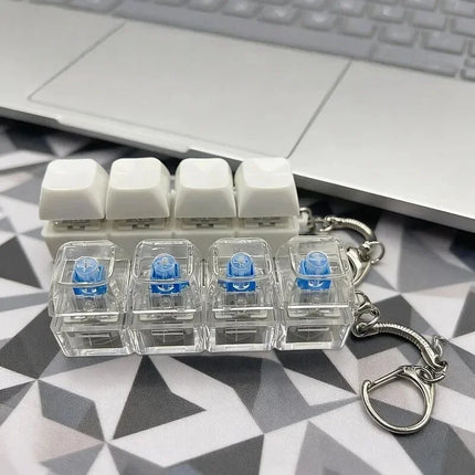 LED Light-Up Keychain Keyboard Clickable Button Fidget Toy for Stress Anxiety Relief Portable Desk Accessory Office Decor Gift