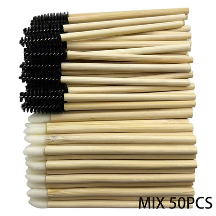 50/100pcs Lip Brushes Set Disposable Bamboo Handle Eyelash Brush Lipstick Gloss Wand Applicator Makeup Tool Eyelashes Applicator