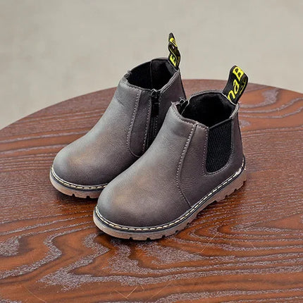 New Kids Fashion Boots for Boys Girls Toddlers Big Children Ankle Boots with Zipper Warm Thick Plush Autumn Winter Chelsea Boots