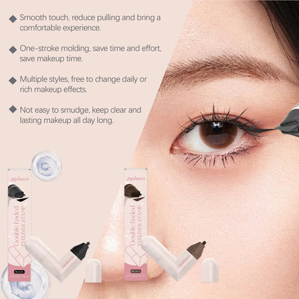 Rotating Eyeliner Stamp Pen Waterproof Sweat-Proof Integrated Black Brown Dual-Head Triangular Tip Symmetric Liquid Eyeliner Pen