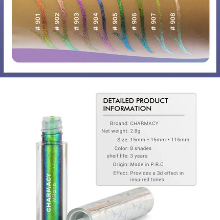CHARMACY New 8 Color Duochrome Eyeliner Set High Pigment Glitter Eyeliner Set Waterproof Liquid Eye Liner For Women Cosmetics