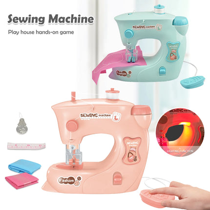Mini Sewing Machine Toys for Kids, Electric Furniture Model Playing Home Toy with Lights DIY Simulation Sewing Gift for Children