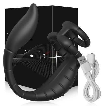 Cock Ring Prostate Vibrator for Men Male Double Ring Anal Plug Vibrating Delay Ejaculation Male Masturbator Sex Toys for Men 18+