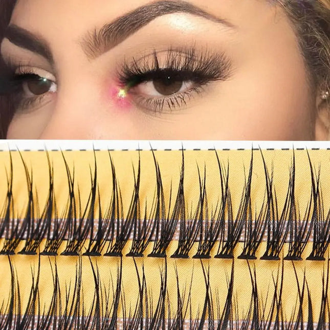 120 Clusters Grafting Natural Simulation Natural C Curl Individual Cluster Mink Hair Soft Curly Swallow Tail False Eyelashes