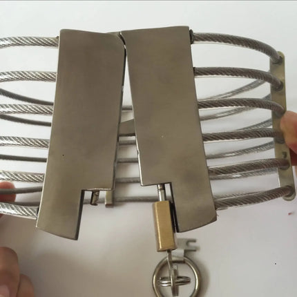 Lockable Stainless Steel Neck Collar Bondage Restraints Wire Chocker Posture Slave BDSM Necklace Metal Collar Adult Sex Toys