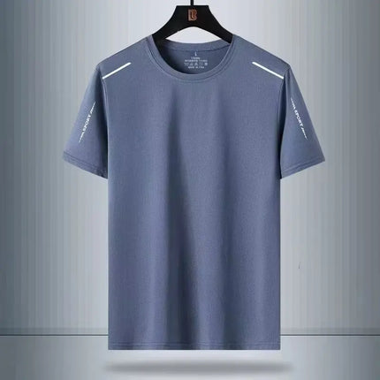 Ice Silk Short Sleeve T-Shirt Men's Summer Thin Quick Dry Mesh Sport Fitness Half Sleeve Casual Elastic T Summer Wear