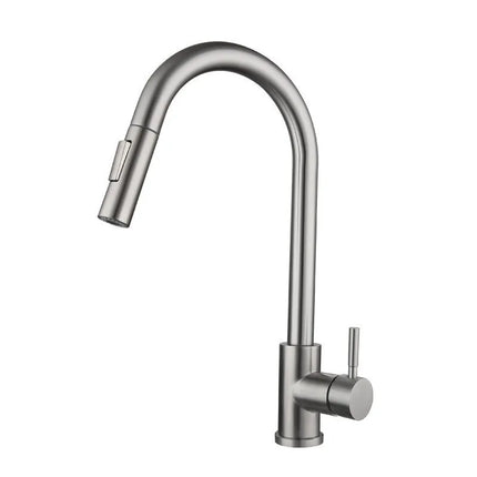 Stainless steel kitchen pull-out faucet hot and cold rotate retractable kitchen sink faucet