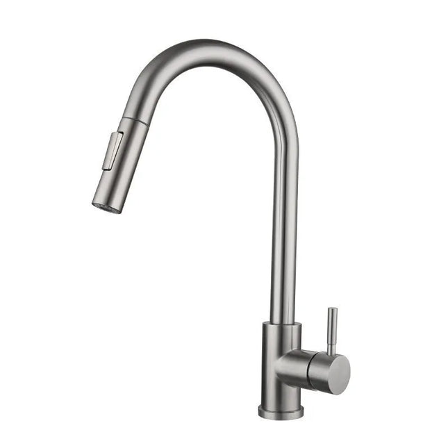 Stainless steel kitchen pull-out faucet hot and cold rotate retractable kitchen sink faucet