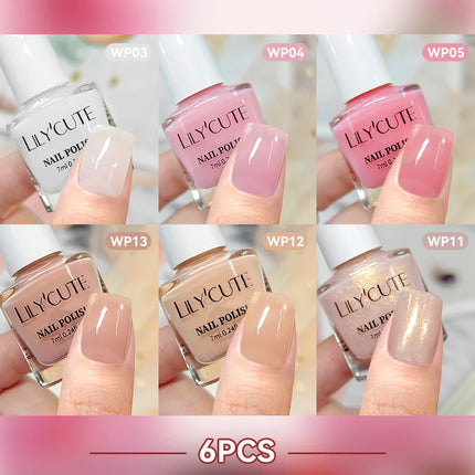 LILYCUTE 7ml 4/6/8/12Pcs Water-Based Nail Polish Set Quick Drying No Lamp Needed Glitter Nail Art Varnish For Nails Manicure