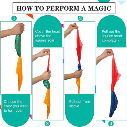 2pcs Magic Scarf Color Changing Hanky Props Scarf Handkerchief Hanky Street Magic Trick Props Gift for Kids Adult Party Favors
