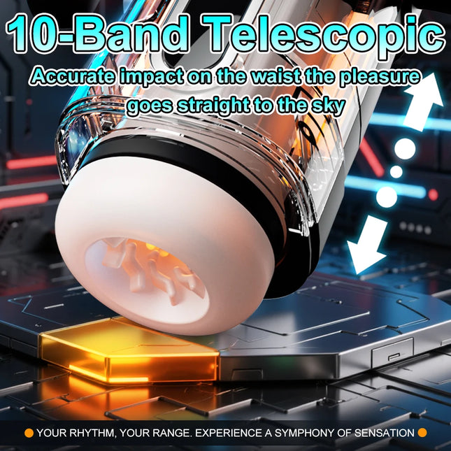 Automatic Sucking Telescopic Male Masturbator Heating 3D Textured Penis Pump Sex Machine 10 Thrusting Modes Adult Toy for Men
