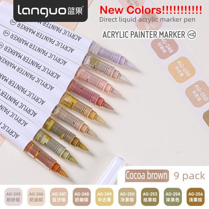 LANGUO 171/9 Colors Direct Liquid Acrylic Paint Pens Brush Marker for Rock Painting Stone Canvas DIY Art Supplies Stationery