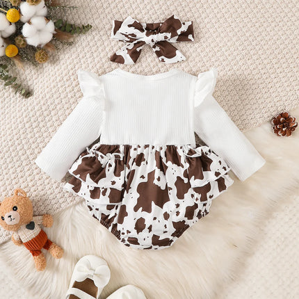 0-18 Months Baby girl Bodysuit Long sleeved Teddy Bear Bodysuit+Headband 2Pcs/set Baby Girl Autumn Bodysuit for Cute Newborns