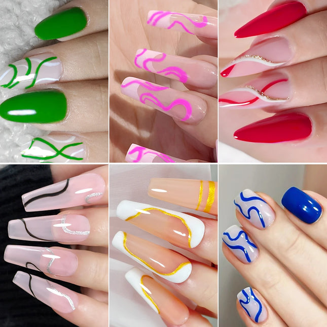 Nail Art Polish Set Gel Liner Nail Art Kit For Nail Design Polish Gel Art Paint For Nail 6 Colors Black White Gel Nail Polish So