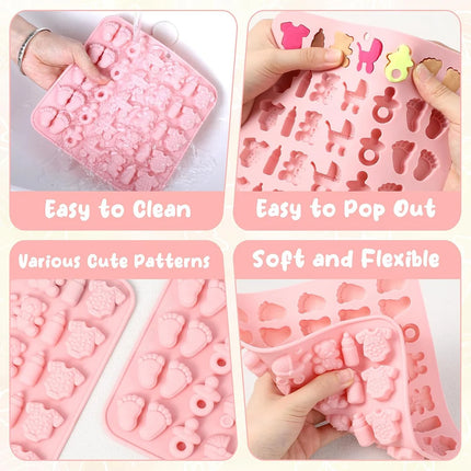Baby Shower Chocolate Mold,Baby Onesie Pacifier Silicone Mold  Baby Feet Molds Baby Bottle Cradles Bite Size Chocolate Molds