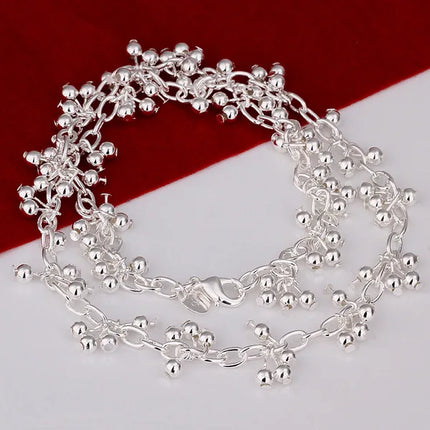 New Arrive 925 Sterling Silver Pretty Bead Bracelets Neckalce For Women Fashion Party Wedding Jewelry Sets Cute Gifts