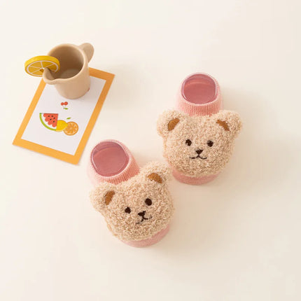 Cute Cartoon Bear Baby Socks for Boys Girls Spring Autumn Soft Cotton Anti Slip Soled Newborn Toddler Sock Kids Warm Socken