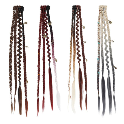 Synthetic Fiber Handmade Mixed-Color BB Clip-in Box Braid Hairpiece Extension 16/20inch 2 PCS Braiding Hair Ponytail Extensions