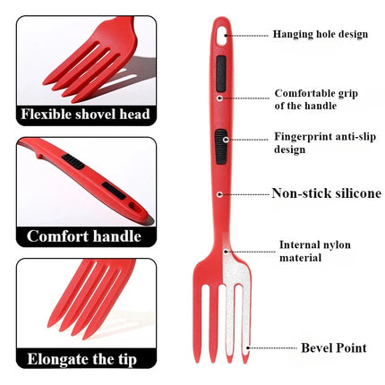 Innovative Pasta Fork with Push Release Slider Heat Resistant Noodle Salad Server Creative Kitchen Gadget Easy Food Release Bbq