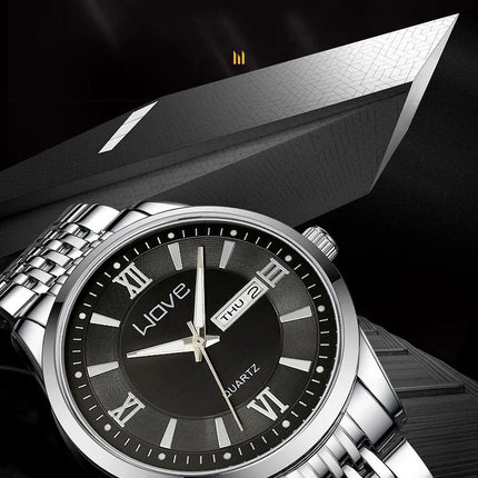 UTHAI Men's Watch High End Calendar Luminous Steel Wristband Fashion Trend Classic Business Quartz Watch Clock Gift