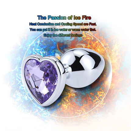 Heart Base Metal Anal Plug 3 Sizes Crystal Butt Plug for Women Removable Stainless Steel Anal Anus Masturbation Adult Sex Toys